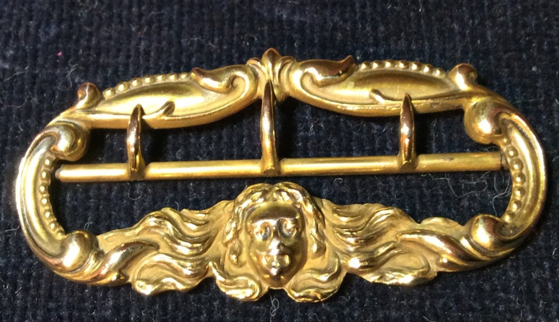 Victorian Cherub Buckle: Pinchback Style Goldfilled Ribbon Buckle