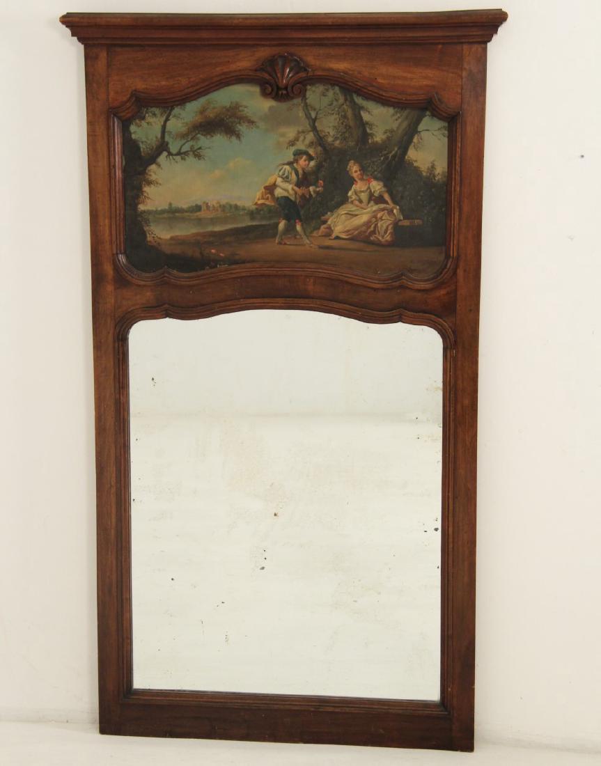 FRENCH PROVINCIAL WALNUT TRUMEAU MIRROR (1 of 2)