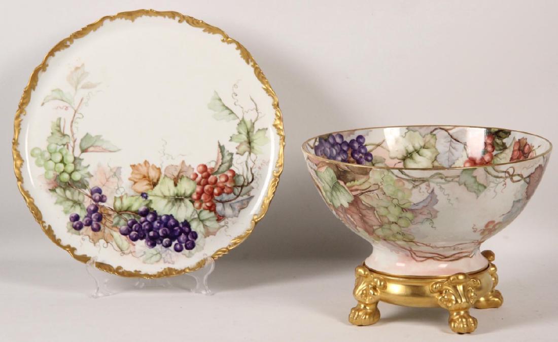 SIGNED FRENCH LIMOGES BOWL AND UNDER TRAY (1 of 6)