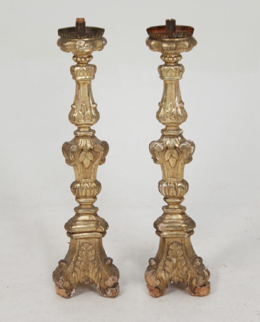 PAIR OF 19TH C. ITALIAN GILTWOOD ALTER CANDLESTICKS (1 of 1)