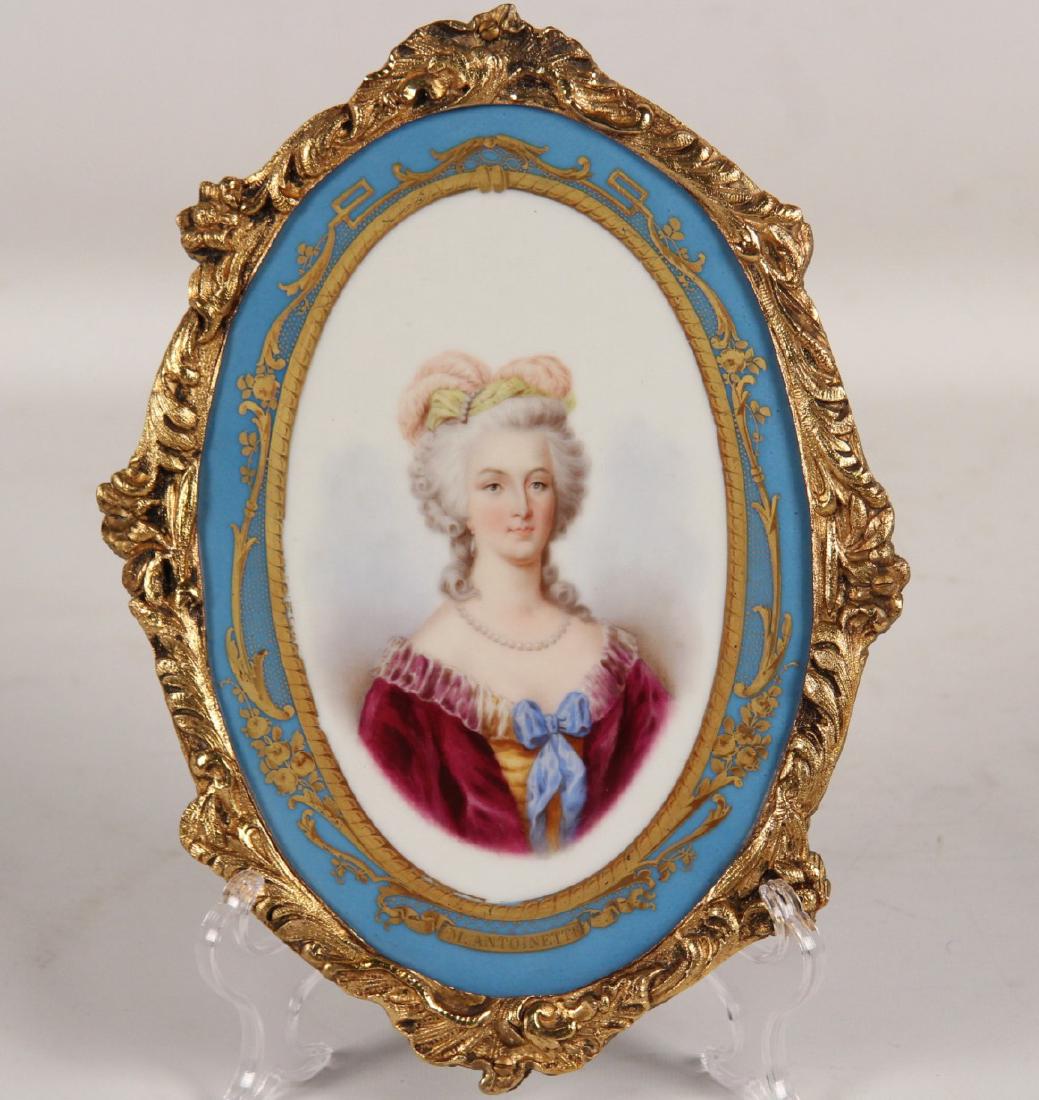 FRAMED OVAL SEVRES PORTRAIT PAINTING ON PORCELAIN (1 of 2)