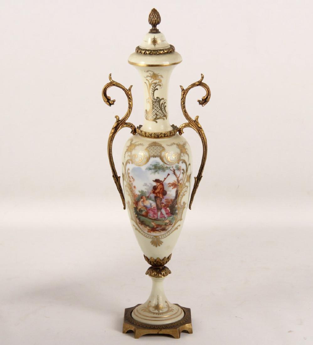 FRENCH SEVRES URN HAVING GILT BRONZE MOUNTS (1 of 3)