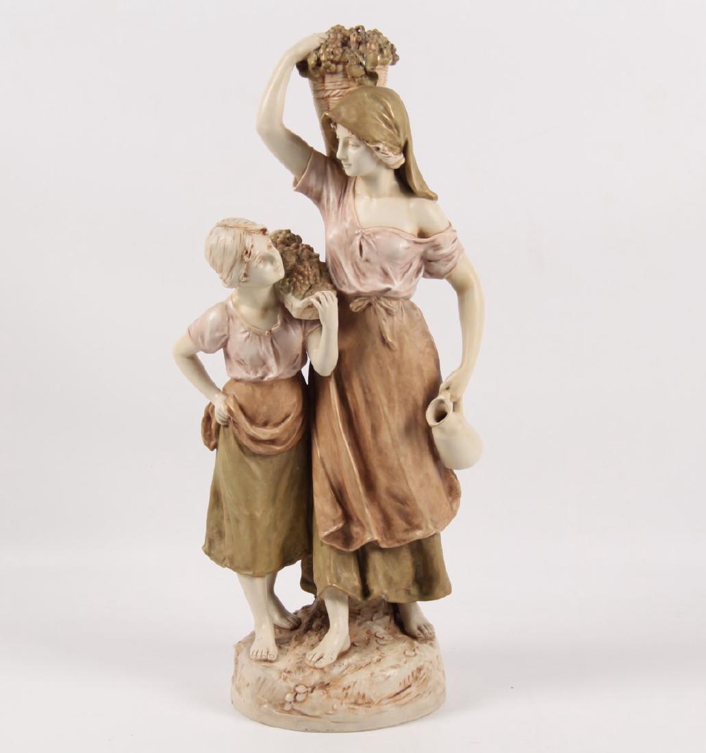 ROYAL DUX FIGURE OF 2 PEASANT GIRLS CARRYING GRAPES (1 of 3)