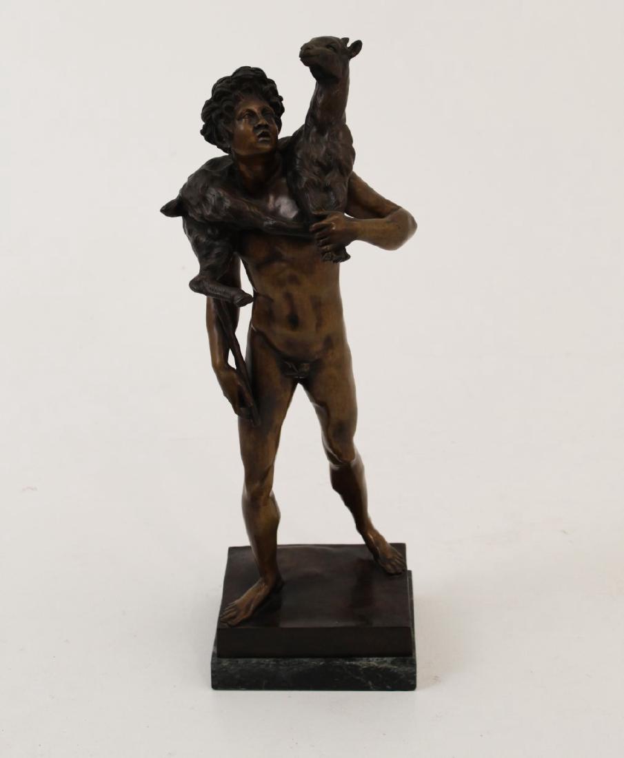 E. PICAULT, 19TH C. FRENCH BRONZE FIGURE OF "DAVID" (1 of 3)