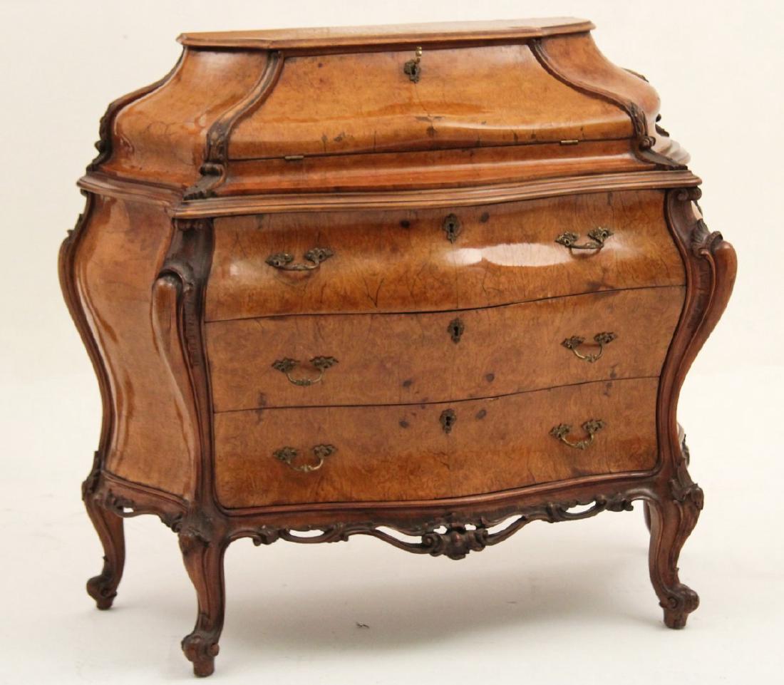 ITALIAN BOMBE WALNUT COMMODE WITH SECRETAIRE (1 of 4)