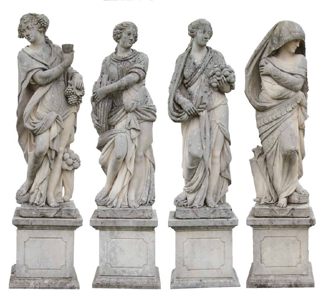 SETOF 4 LIFESIZE CARVED ITALIAN LIMESTONE CLASSICAL (1 of 5)