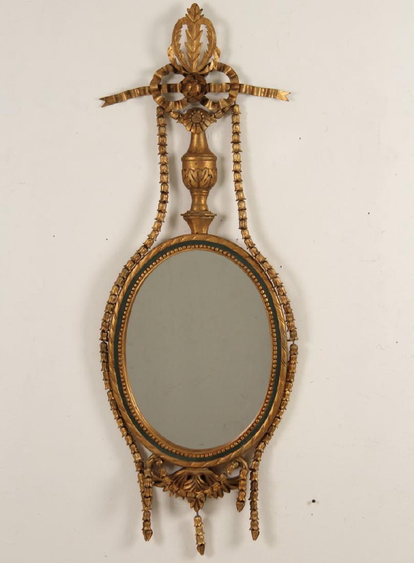 FRENCH POLYCHROME CARVED GILT WOOD AND METAL OVAL (1 of 2)