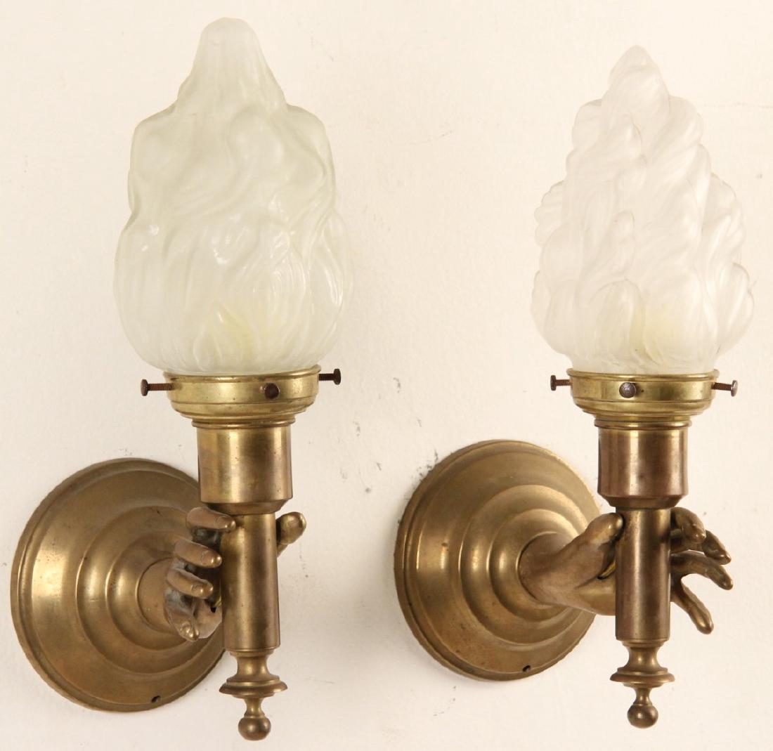 PAIR OF ITALIAN BRONZE HAND FORMED WALL SCONCES (1 of 2)