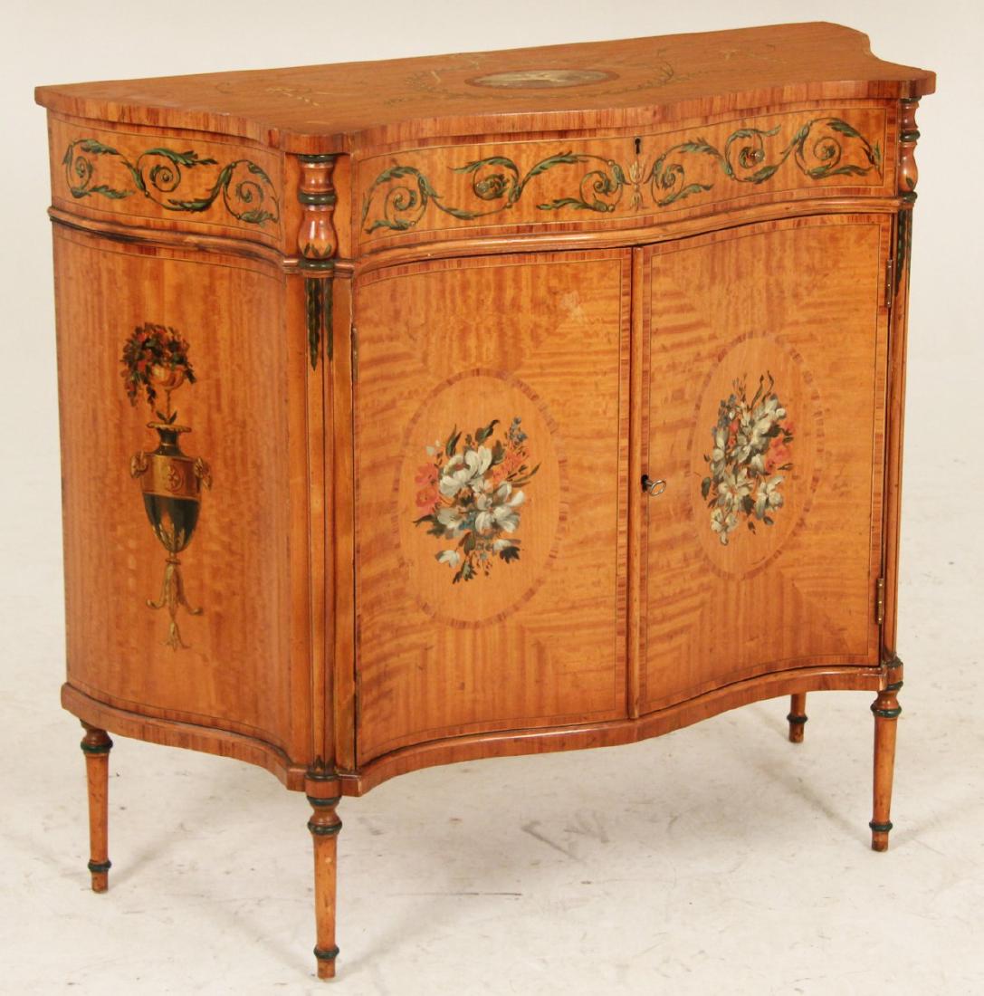 ENGLISH BEESWING SATINWOOD SERPENTINE COMMODE (1 of 3)