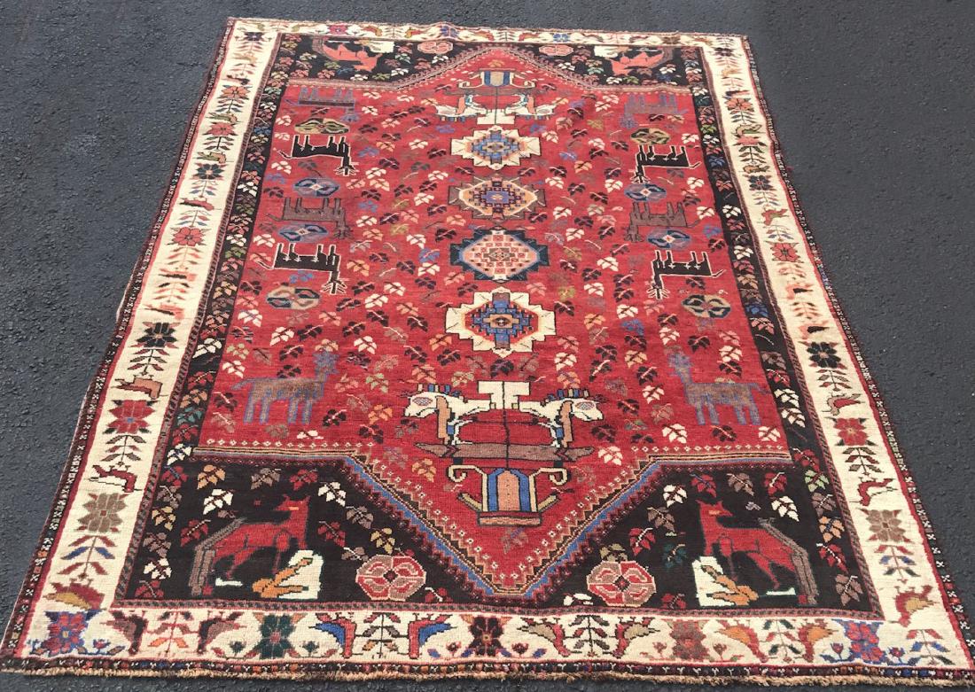 ORIENTAL RUG 5'5" X 8'3" QASHGHI: ORIENTAL RUG 5'5" X 8'3" QASHGHI