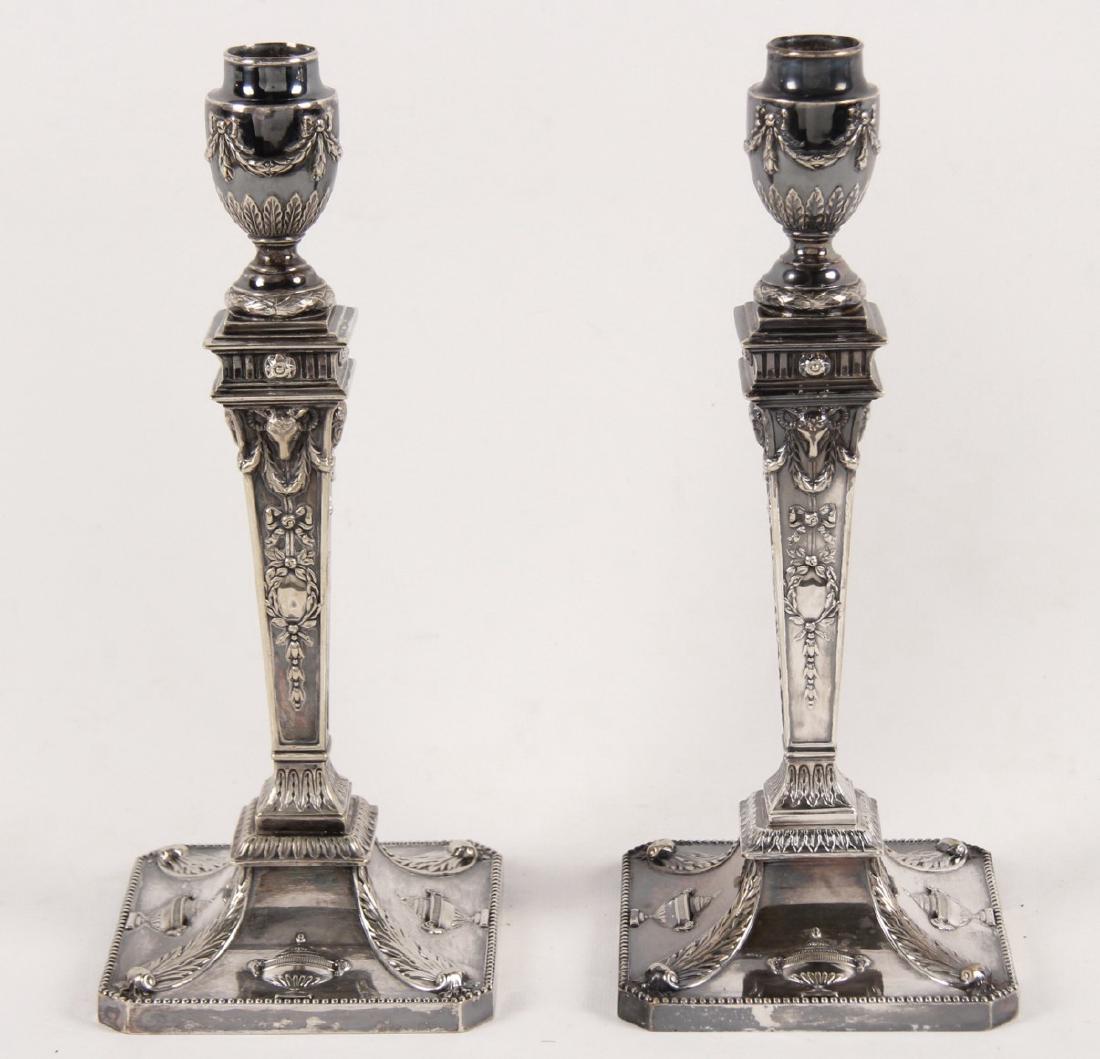 PAIR OF 19TH ENGLISH REGENCY STYLE SILVER CANDLESTICKS (1 of 1)