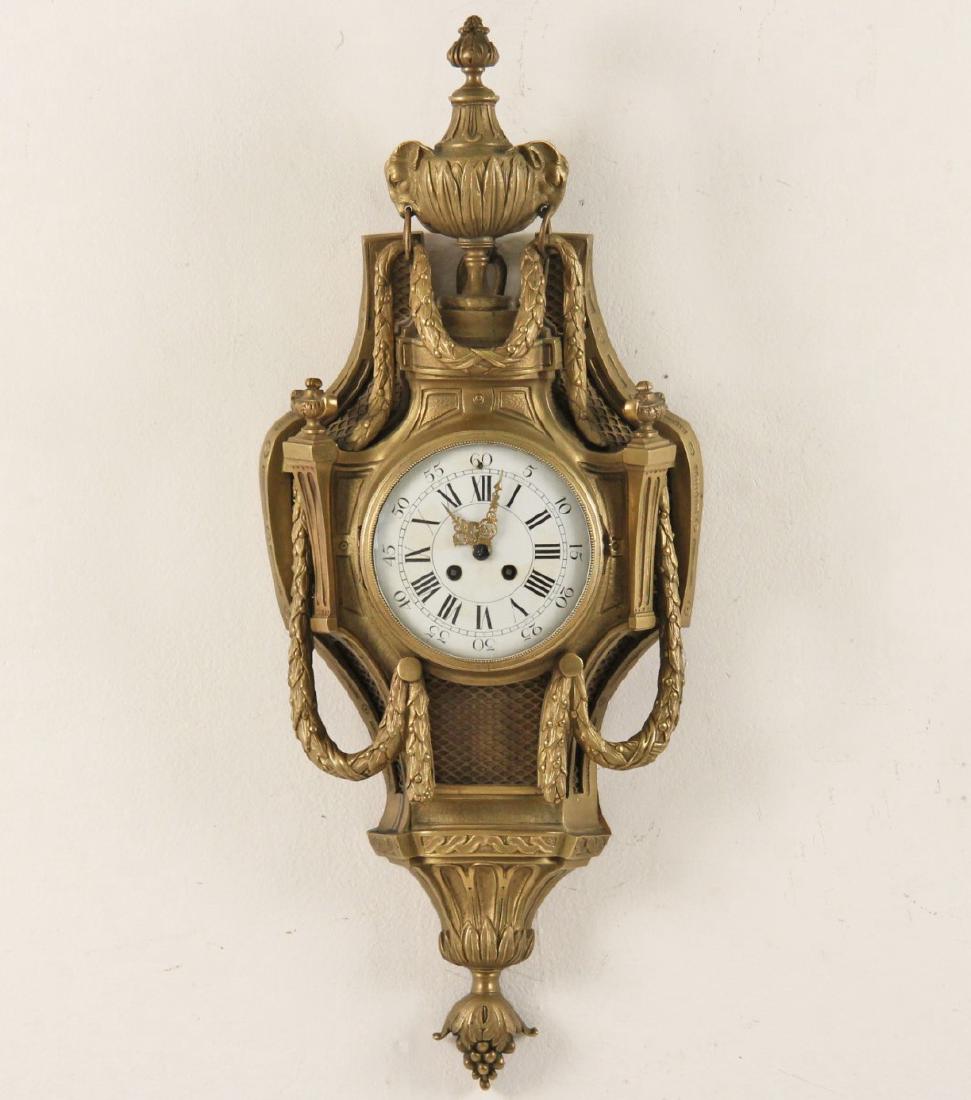 19TH C. FINE CAST FRENCH BRONZE CARTEL CLOCK (1 of 2)