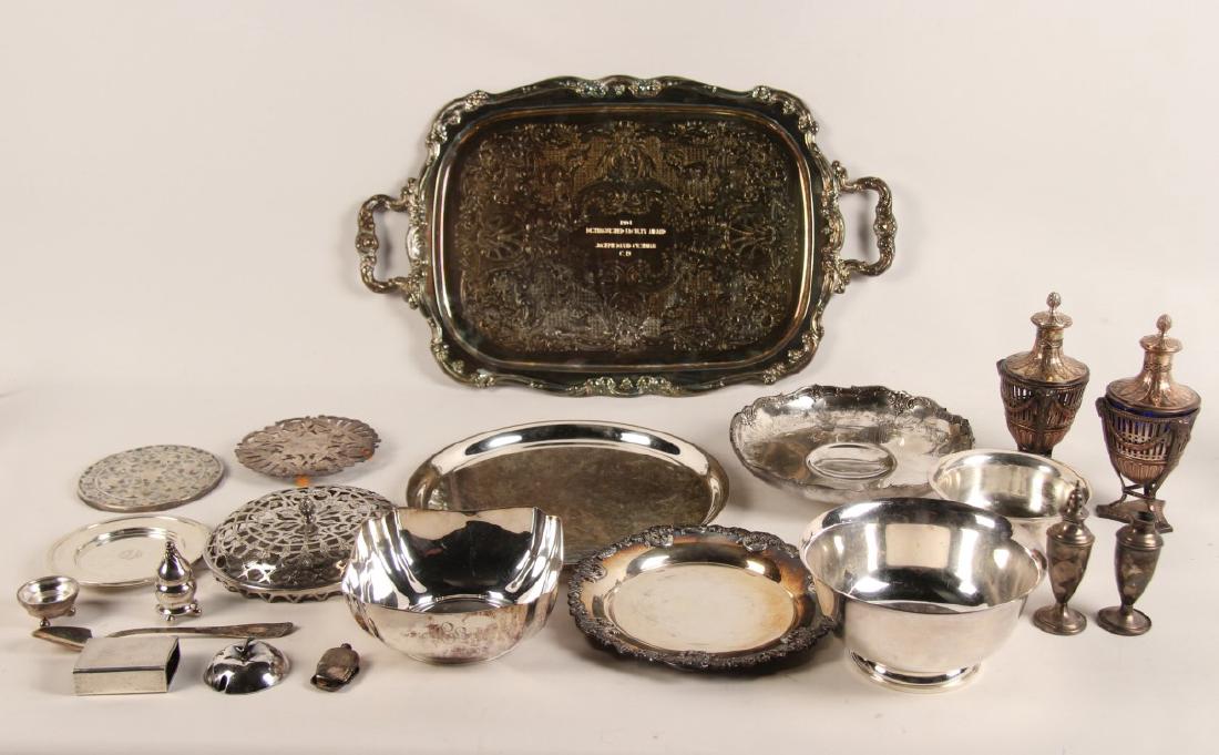 27 TROY OZS., MISC. LOT OF STERLING AND SILVER PLATE (1 of 3)