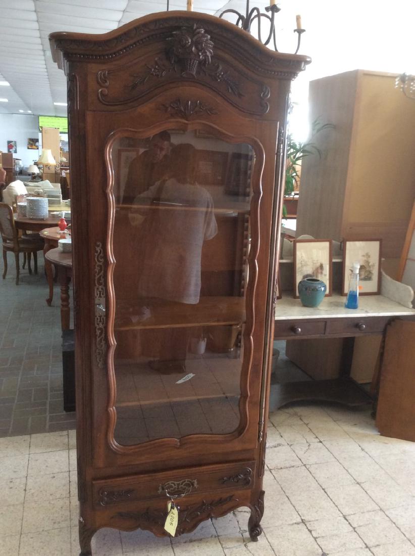 LOUIS XV STYLE CARVED WALNUT BONNET TOP VITRINE (1 of 2)