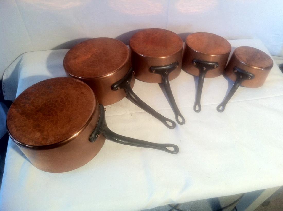 SET OF 5 GRADUATED COPPER CULINARY PANS (1 of 1)