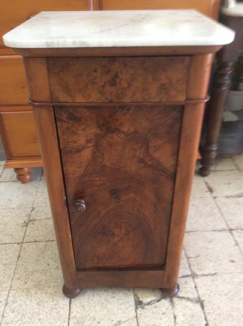 FRENCH  BURL WALNUT MARBLE TOP COMMODE (1 of 1)