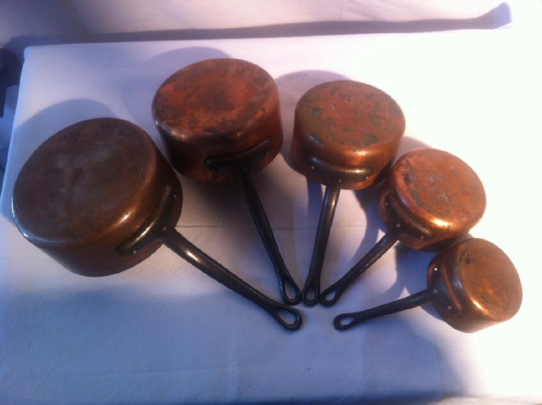 SET OF 5 GRADUATED COPPER CHEF PANS (1 of 1)