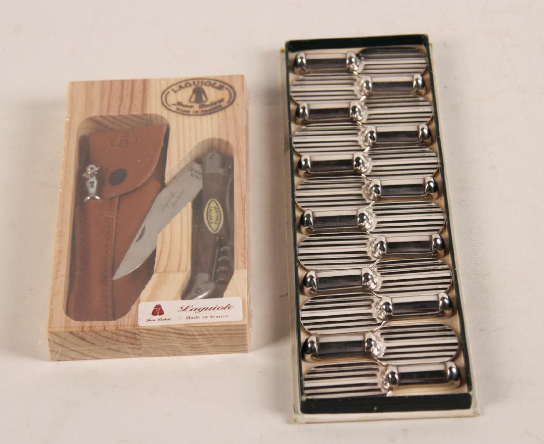 12 CHRISTOLFE SILVER KNIFE RESTS, ALONG WITH LAGUIOLE (1 of 3)