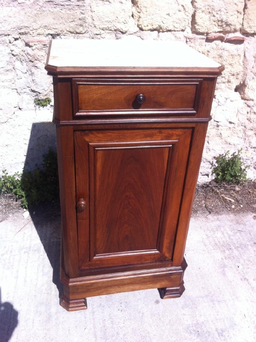 LOUIS PHILIPPE WALNUT MARBLE TOP CHEVET (1 of 1)