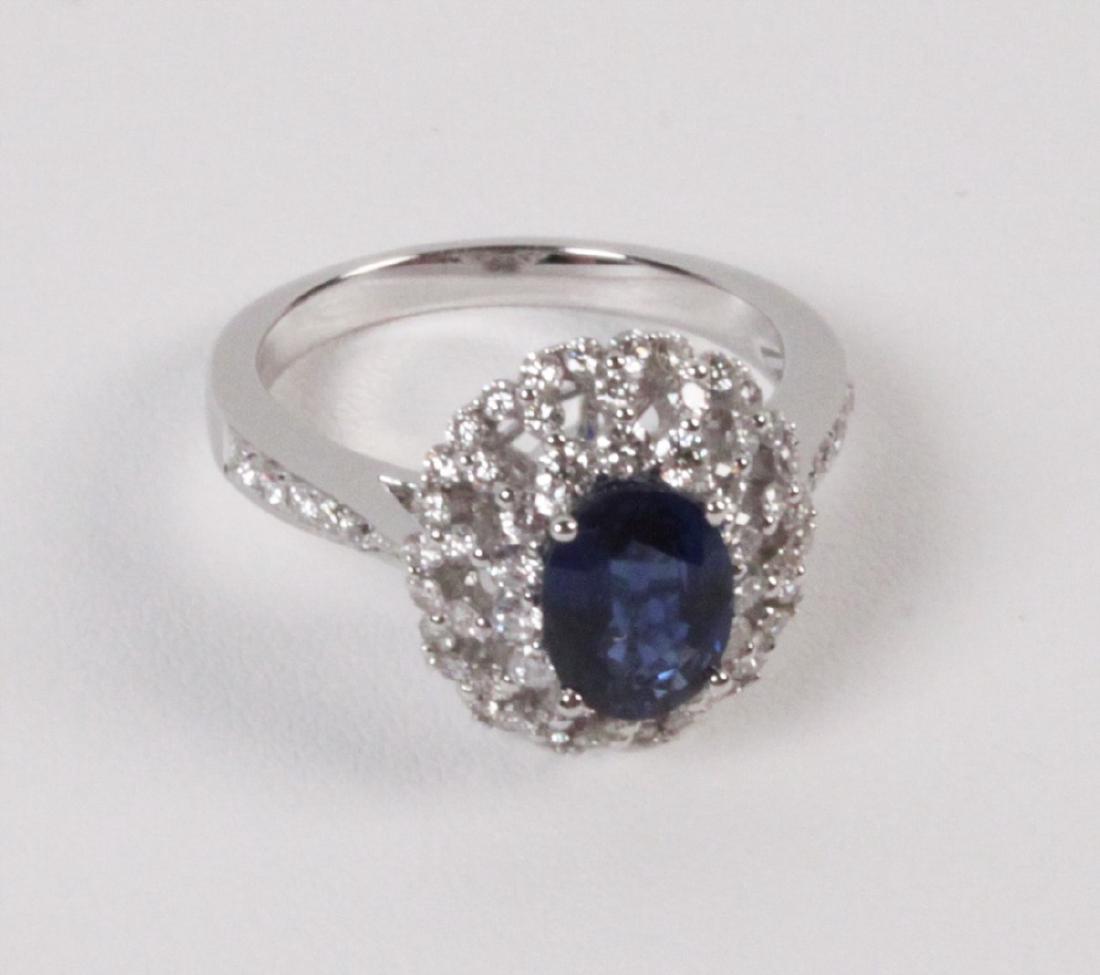 14K DIAMOND AND BLUE SAPPHIRE LADIES RING (1 of 1)
