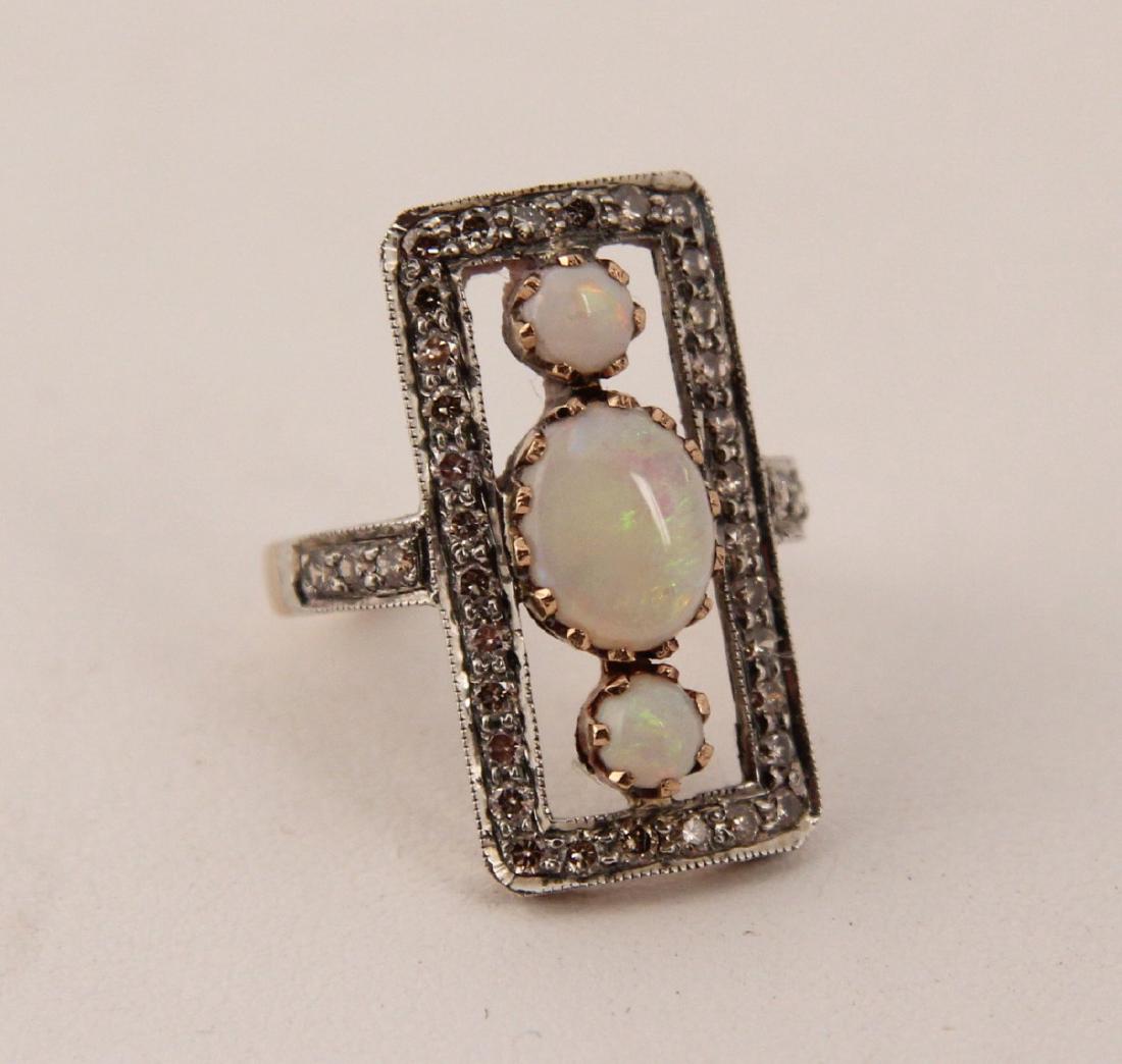 18K YELLOW GOLD OPAL AND DIAMOND RING (1 of 2)