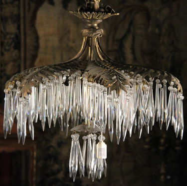 European Art Deco Gilt Bronze And Crystal Chandelier Nov 05