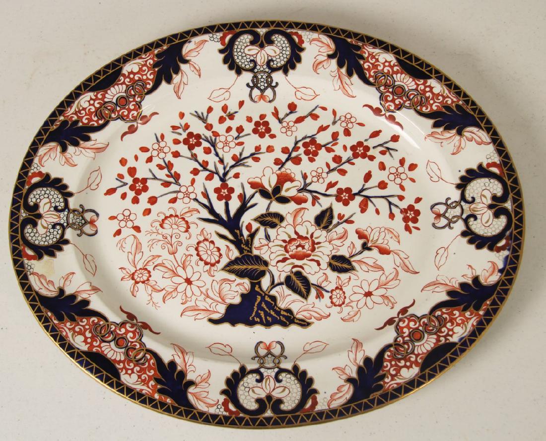 22" ENGLISH DERBY OVAL MEAT PLATTER, 19TH C. (1 of 2)