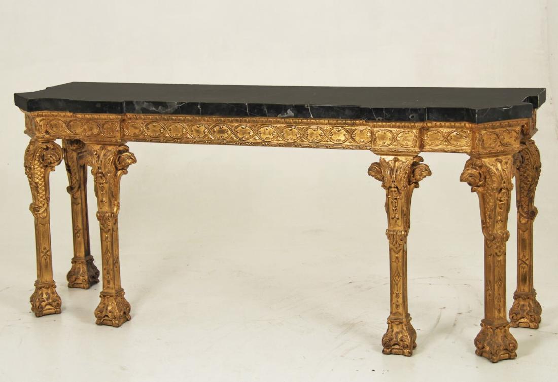 GEORGE III STYLE GOLD GILT CARVED WOOD SIDE TABLE (1 of 3)