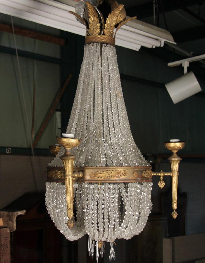 FRENCH GILT BRONZE AND CRYSTAL BASKET FORMED GAS (1 of 2)