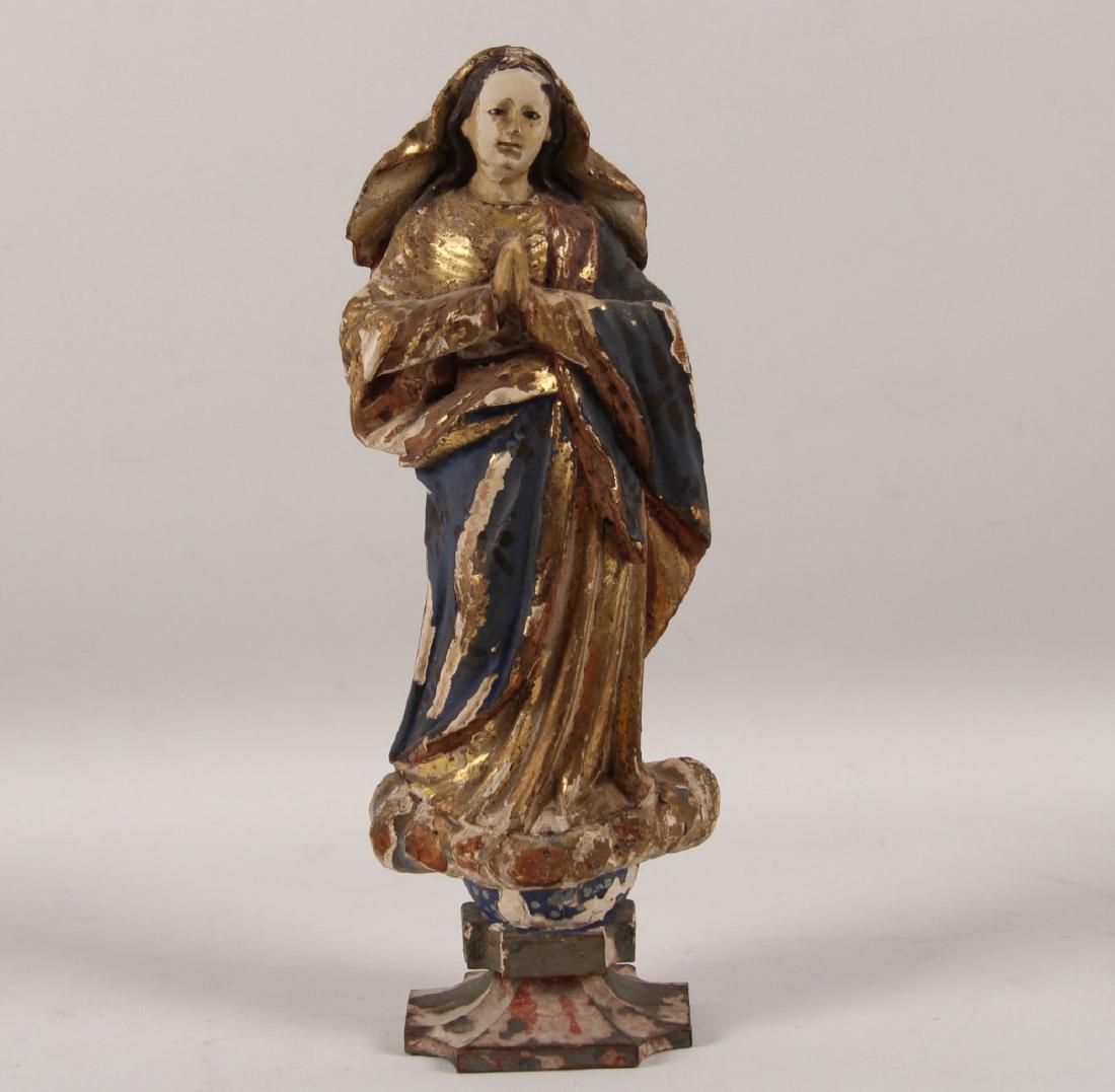 19TH C. ITALIAN POLYCHROME CARVED WOOD SANTOS (1 of 2)