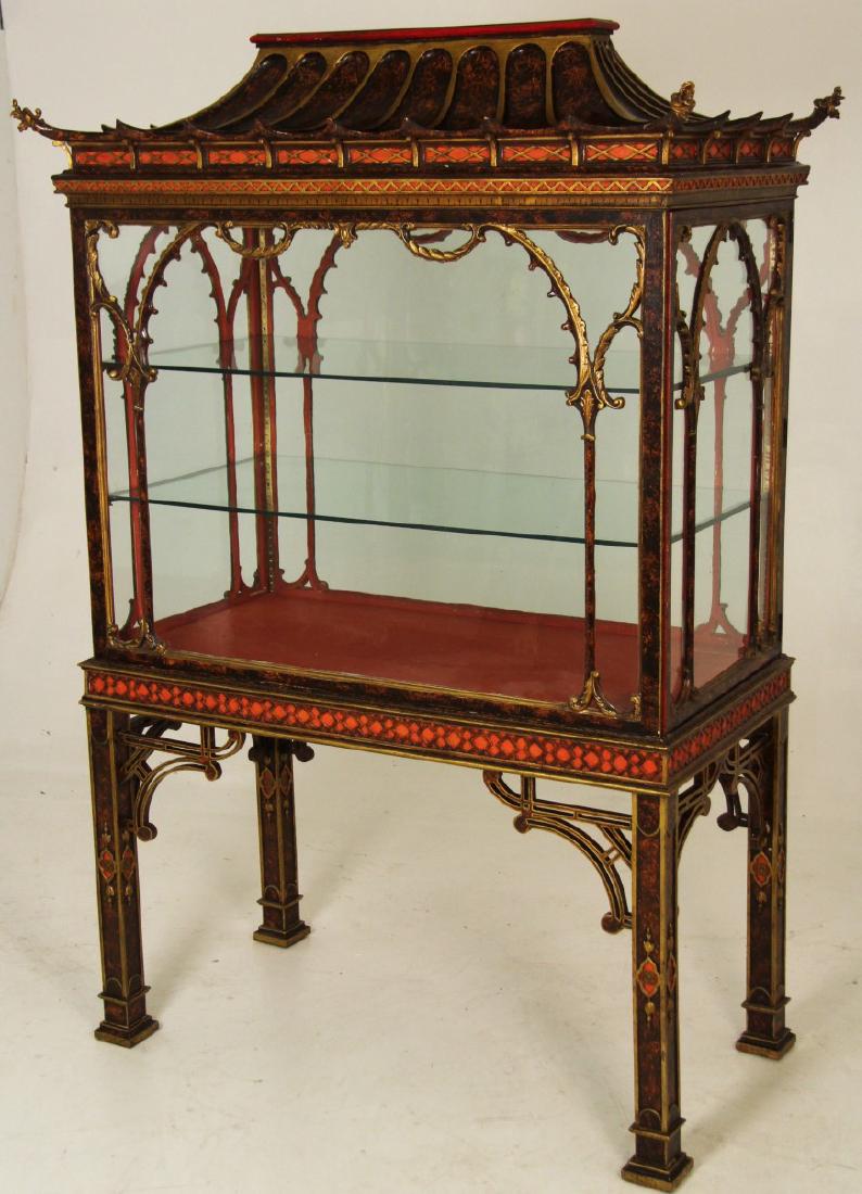 19TH C. ENGLISH CHINESE CHIPPENDALE LACQUERED DISPLAY (1 of 4)