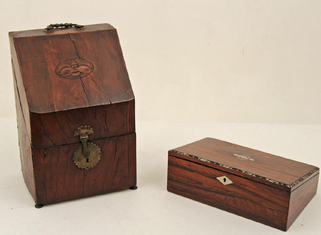 TWO 19TH C. EUROPEAN WOOD BOXES (1 of 5)