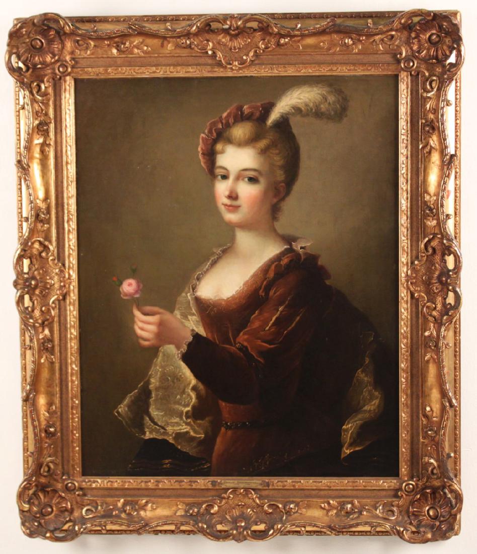 FINE 18TH C. OIL ON CANVAS PORTRAIT OF YOUNG LADY (1 of 3)