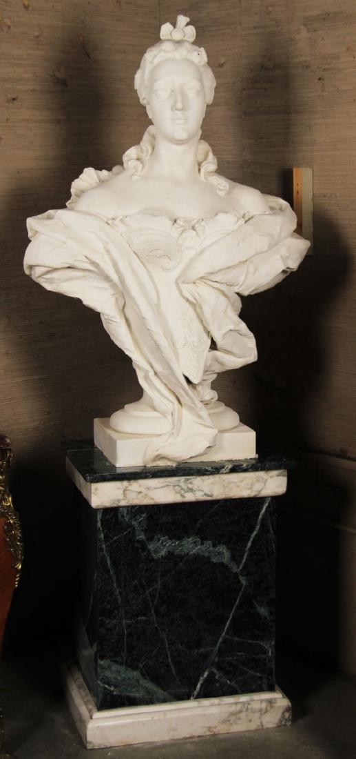 LIFE-SIZE FRENCH CARRARA MARBLE BUST OF MARIE (1 of 3)