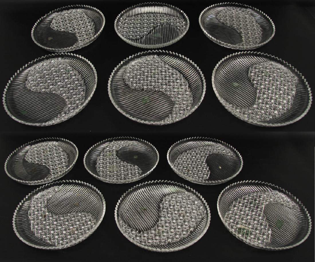 SET OF 12 RUSSIAN PATTERN CUT GLASS PLATE LINERS (1 of 4)