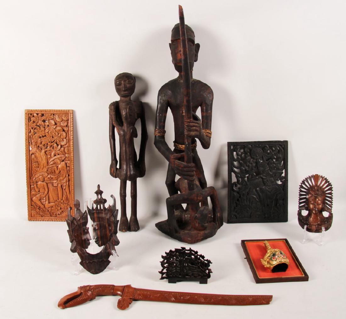 9 PC. MISC. LOT OF CARVED SUB-CONTINENT, AFRICAN AND (1 of 2)