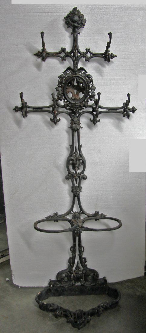 FRENCH VICTORIAN CAST IRON UMBRELLA/COAT/HAT HALLSTAND (1 of 1)