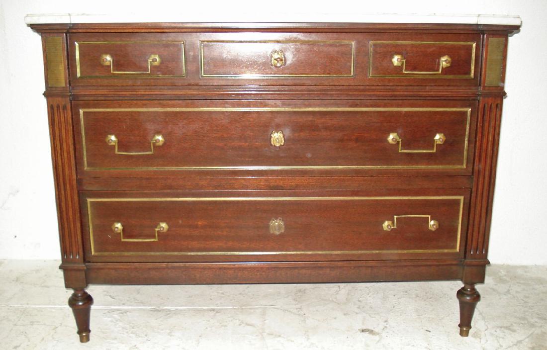 FRENCH DIRECTOIRE STYLE MAHOGANY 5 DRAWER COMMODE (1 of 3)