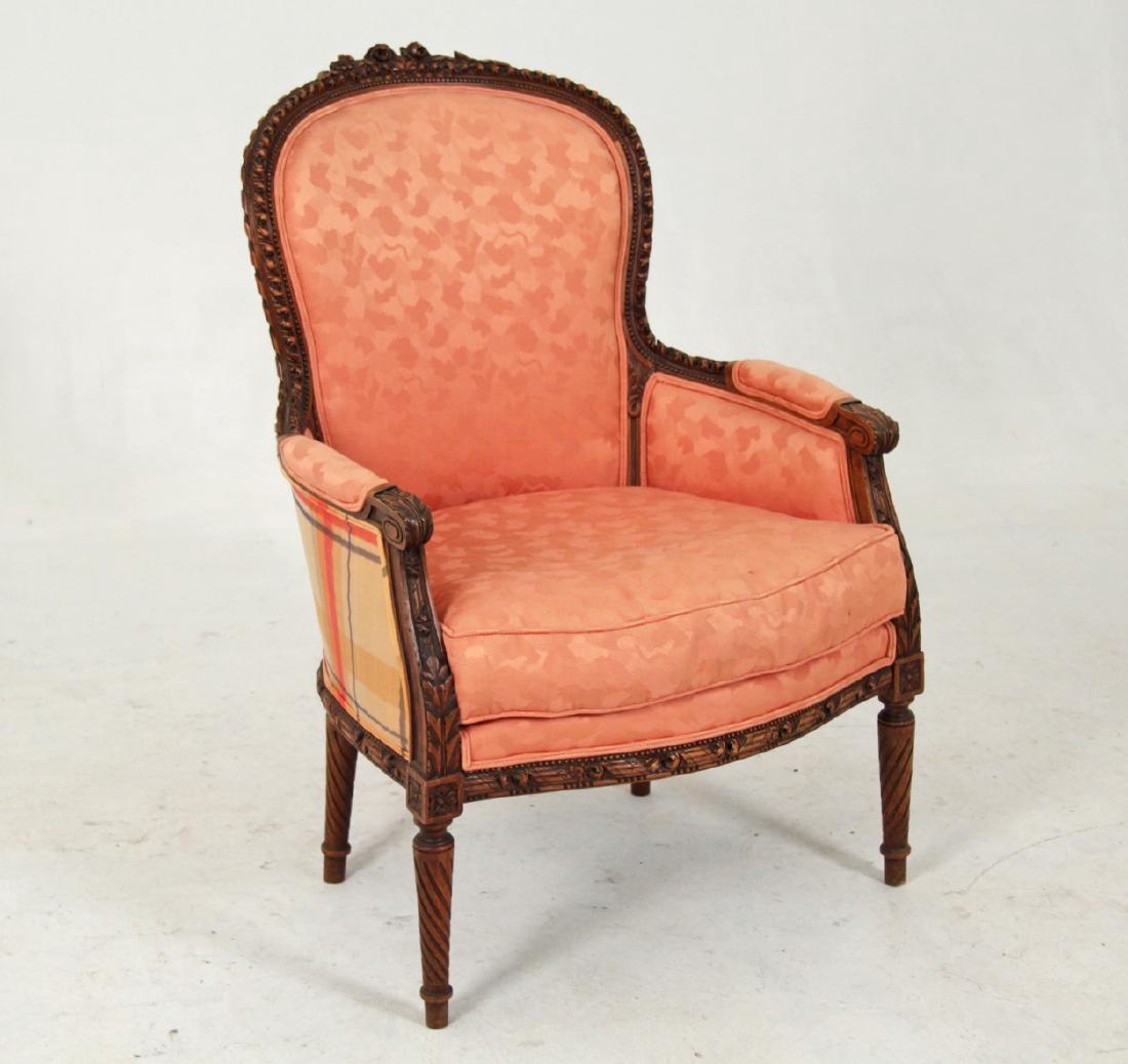 19TH C. LOUIS XV STYLE CARVED WALNUT BERGERE (1 of 5)