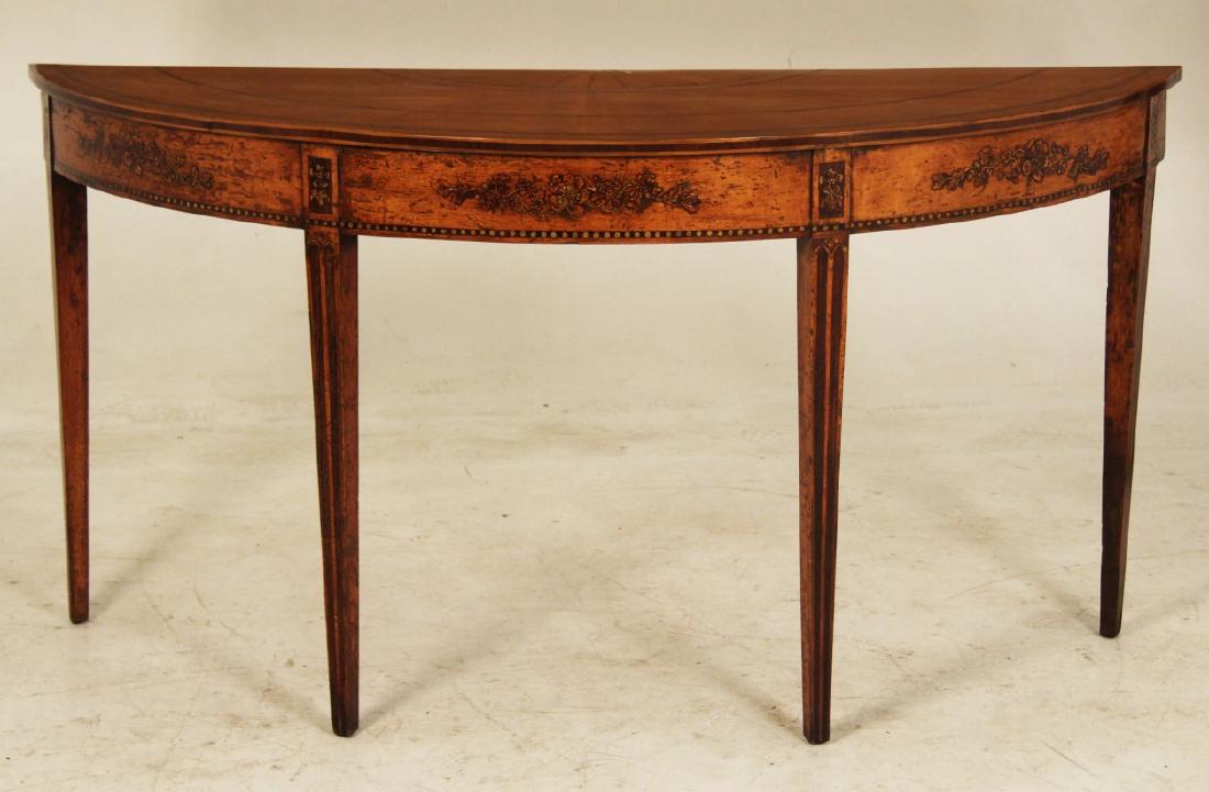 PERIOD SHERATON SATINWOOD DEMI-LUNE CONSOLE TABLE (1 of 5)