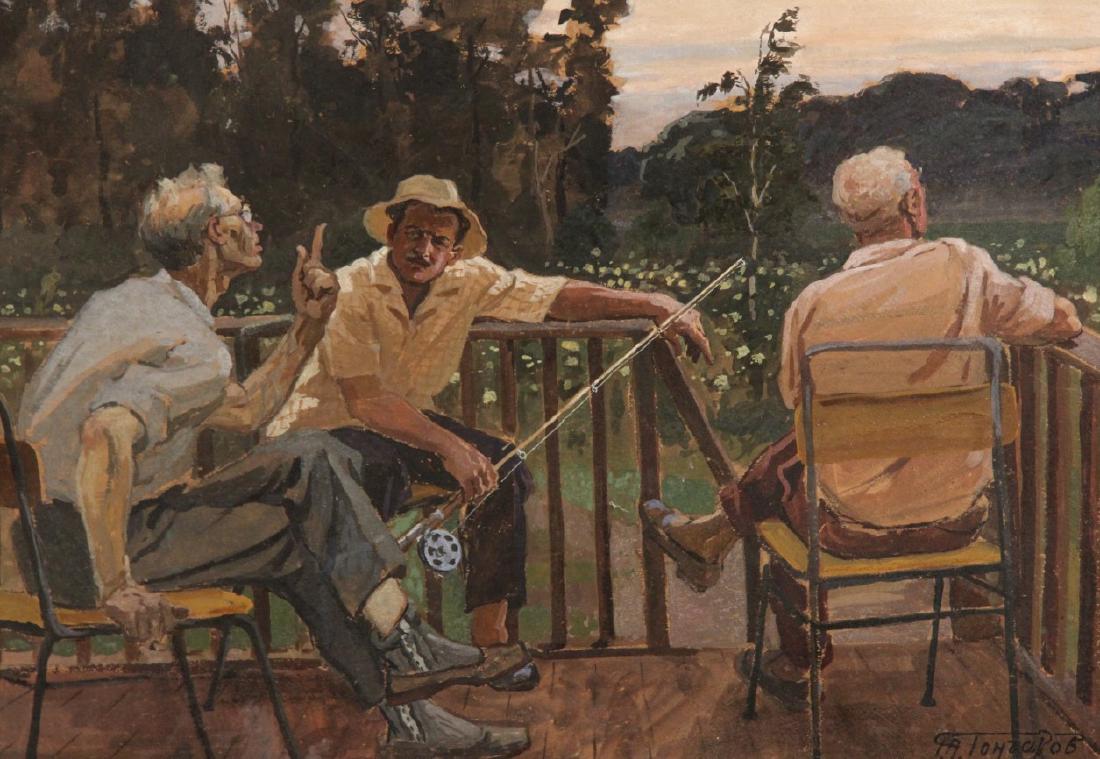 GONCHAROV, 20TH C. TEMPERA ON BOARD PAINTING (1 of 4)