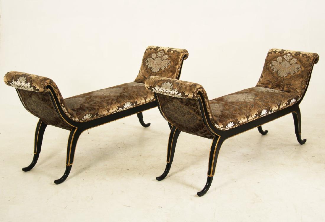 PAIR OF REGENCY STYLE BLACK LACQUERED BENCHES (1 of 2)