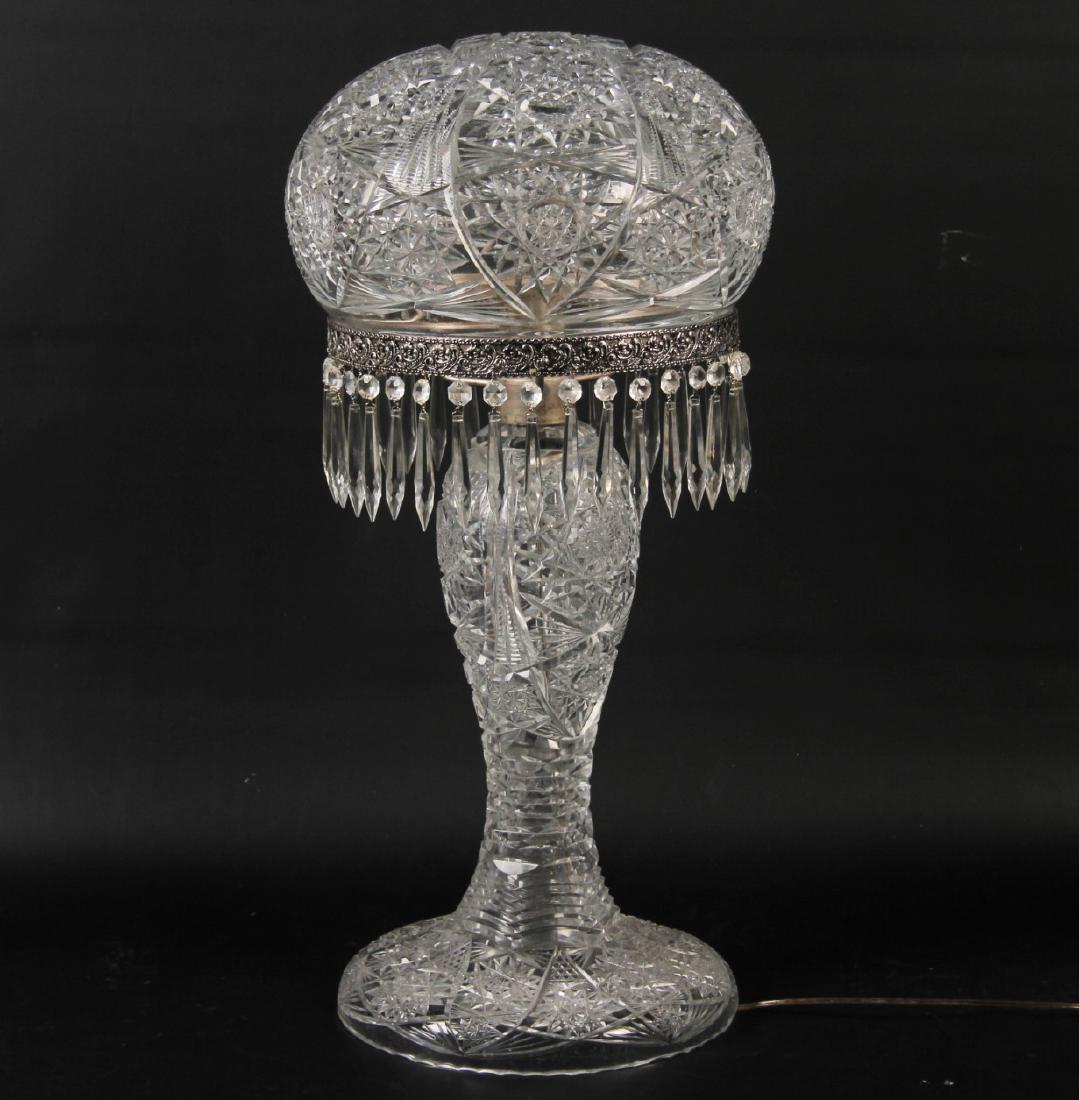 FANCY CUT GLASS DOME TOP PARLOR LAMP (1 of 3)