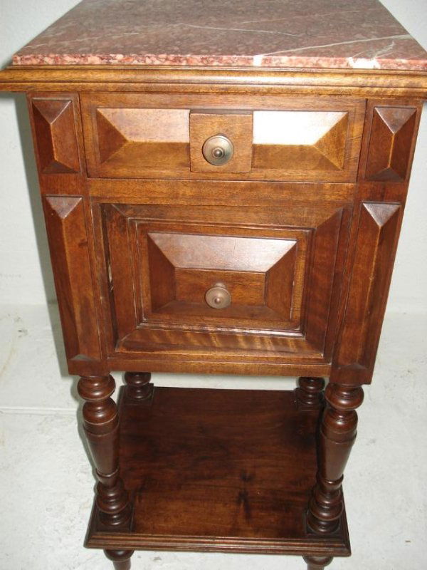 FRENCH MARBLE TOP WALNUT CHEVET (1 of 4)