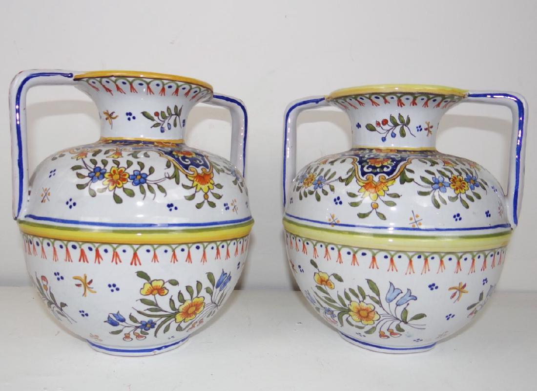 PAIR OF FRENCH GLAZED FAIENCE BOBBIN JARS (1 of 3)