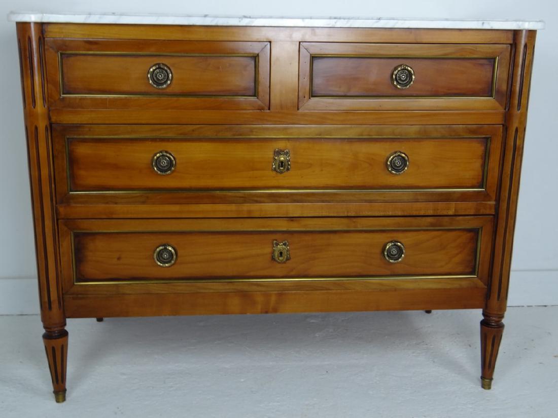 PROVINCIAL LOUIS XVI STYLE MARBLE TOP COMMODE (1 of 10)