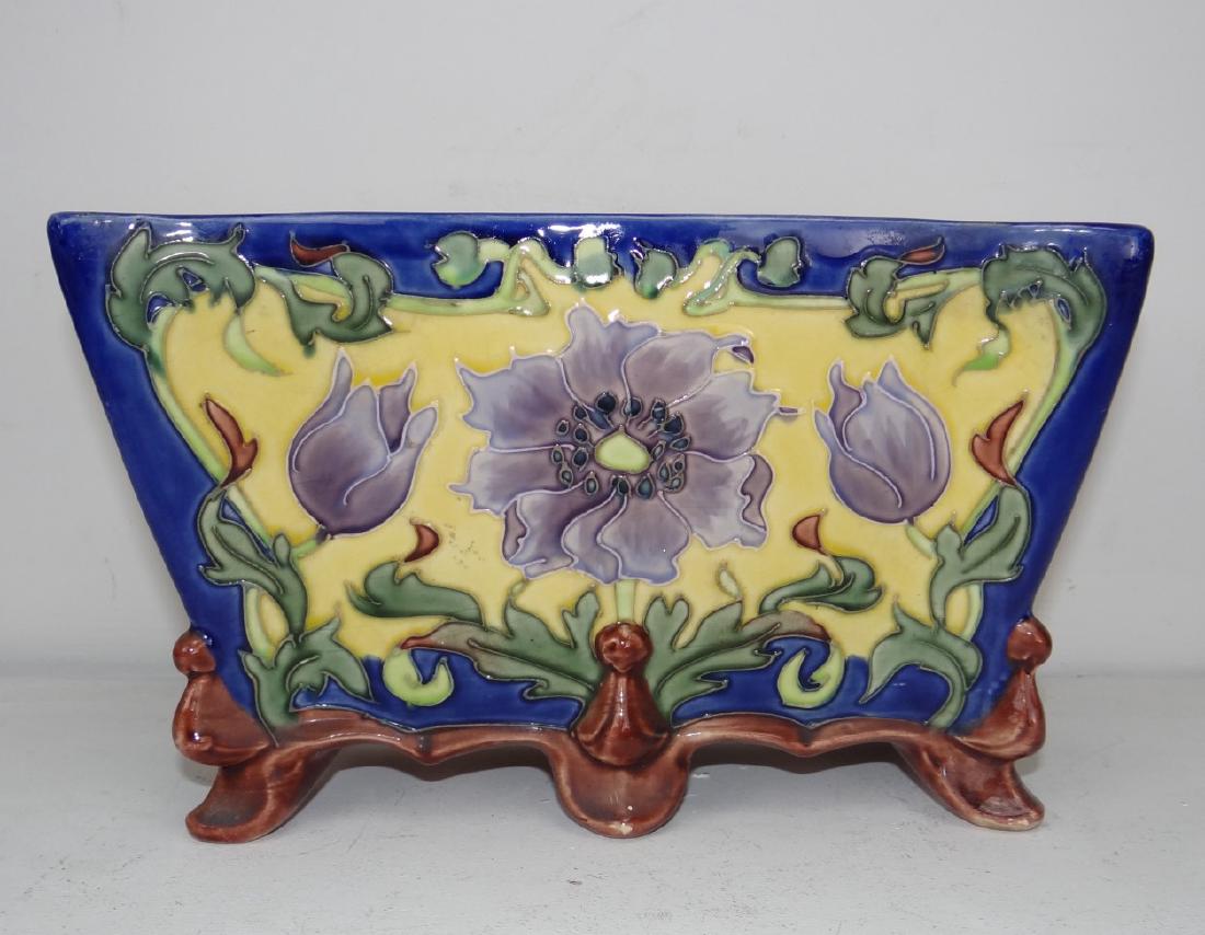 ART NOVEAU STYLE FRENCH MAJOLICA FOOTED PLANTER (1 of 4)
