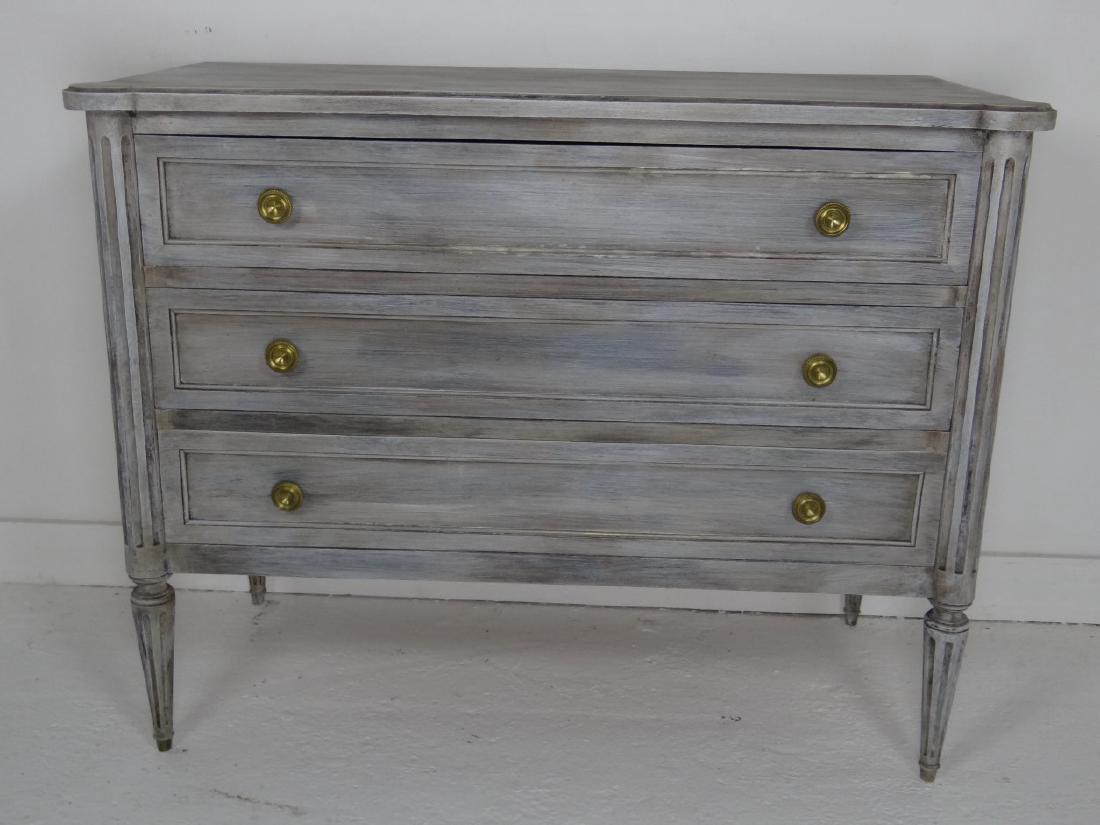 LOUIS XVI STYLE SOLID ELM 3 DRAWER COMMODE (1 of 6)