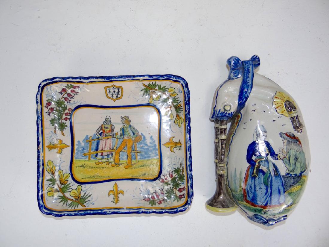 MISC. 2 PIECE LOT OF SIGNED FRENCH QUIMPER (1 of 4)