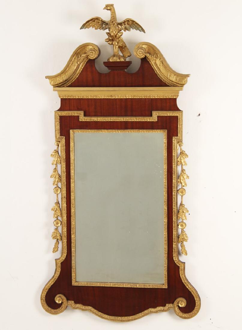 GEORGIAN MAHGOANY CARVED GILTWOOD MIRROR (1 of 2)
